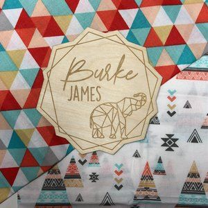 Custom Elephant Themed Baby Named Photo Prop